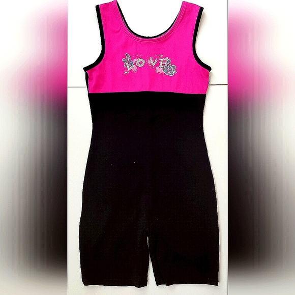 Athletic Works Girl Print sleeveless Stretchy Jumpsuit Comfy Gymnastics Leotard - Picture 1 of 6